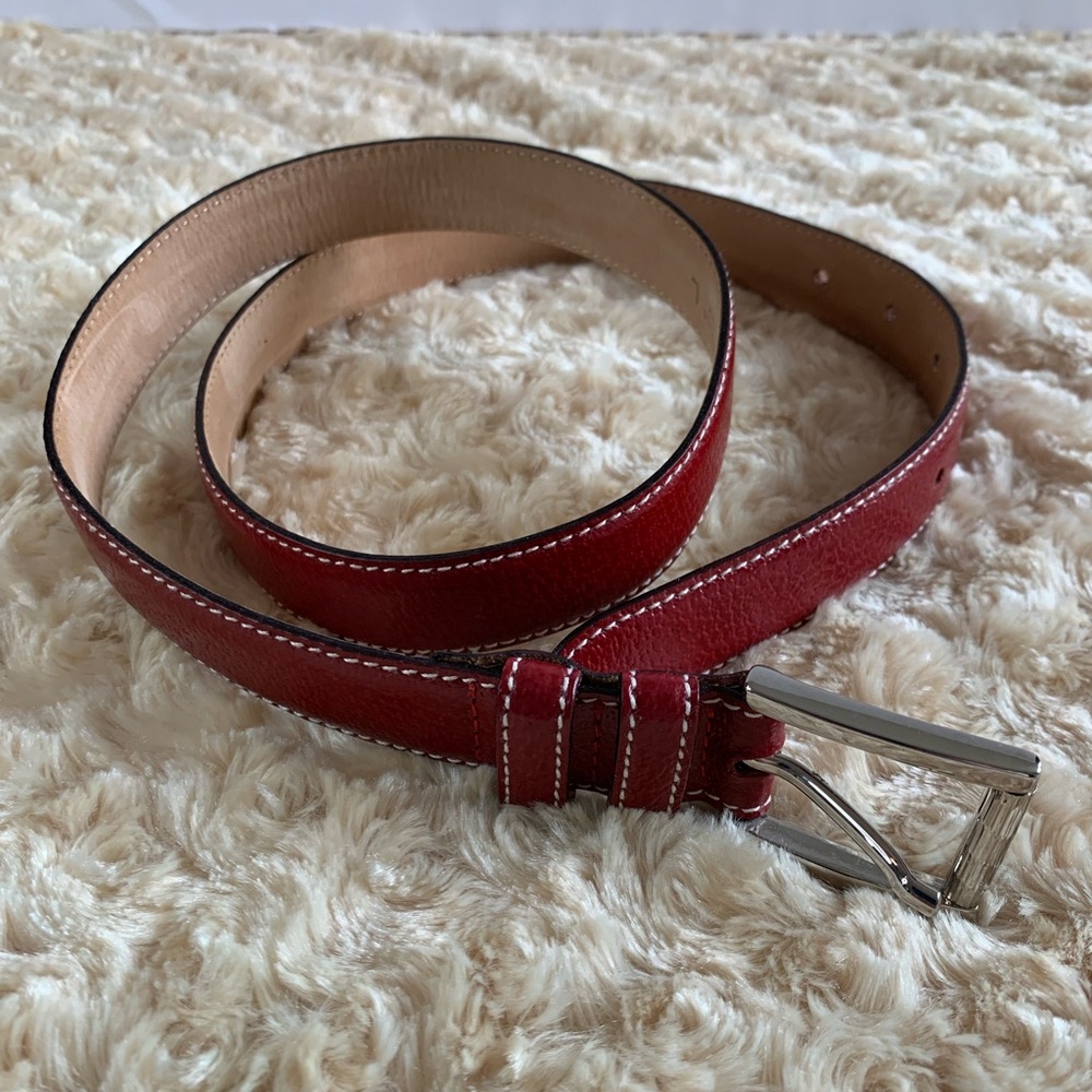 Elegant Red Leather Belt